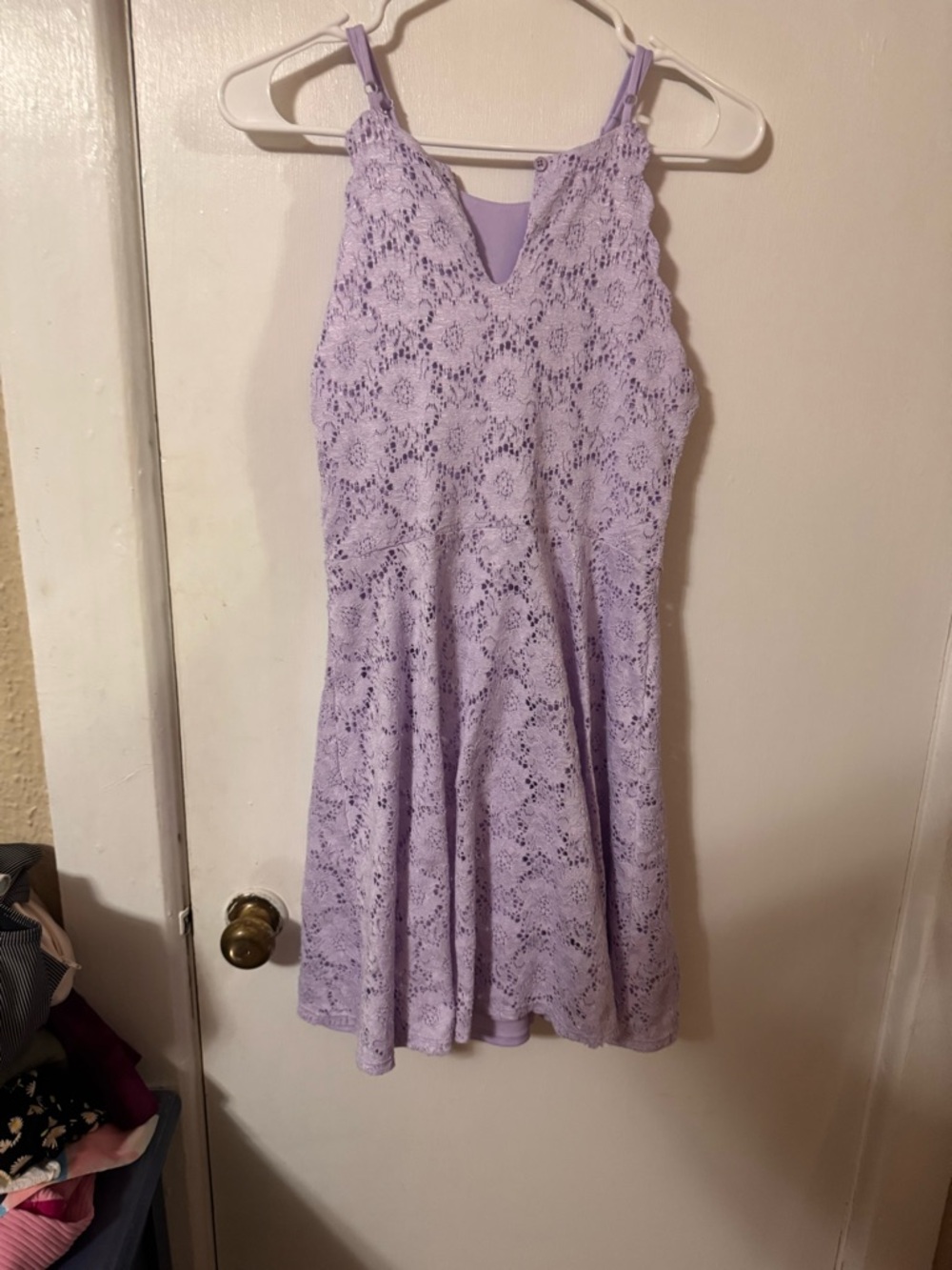 No Boundaries Lavender Lace Spaghetti Strap Dress